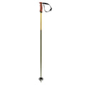 Volkl Phantastick ski pole with a mustard and green shaft, black ergonomic grip, wrist strap, and black snow basket.