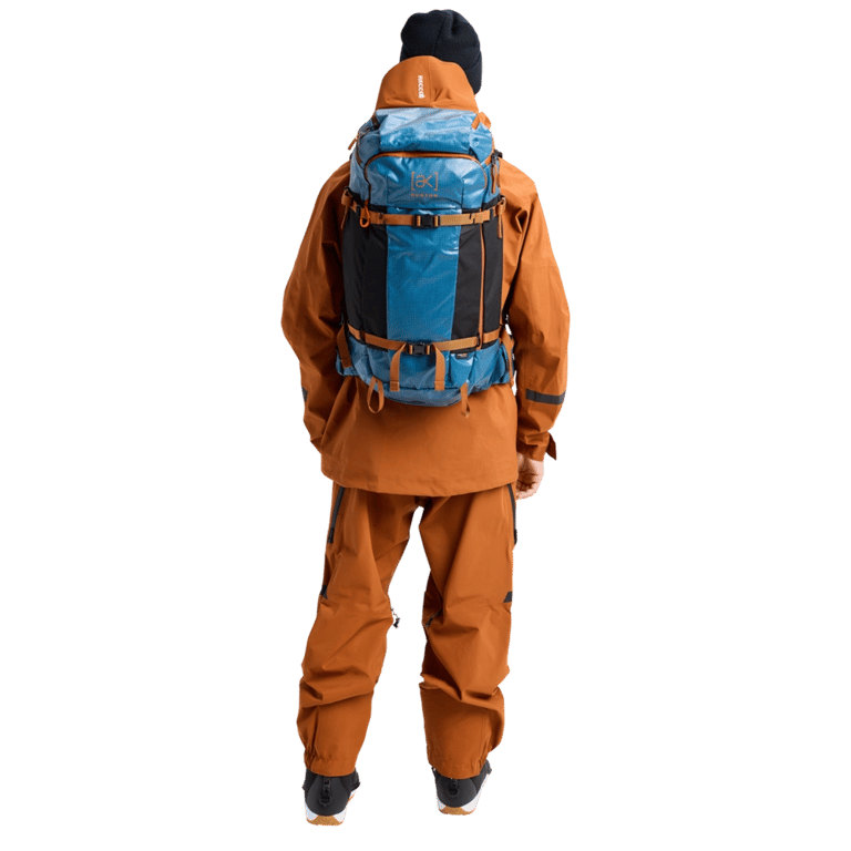 In action view of the Burton AK Dispatcher Backcountry Backpack in Blue Teal colourway, unisex's model