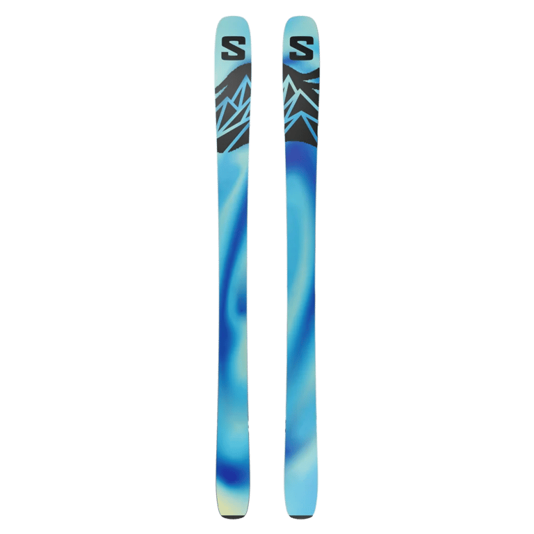 Bottom view of the SALOMON QST 100 Cosmic Sky Skis,  26/27 Unisex's model