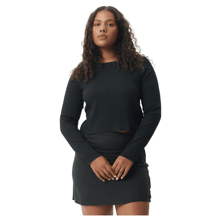 Focus Seersucker Long Sleeve Top - Womens