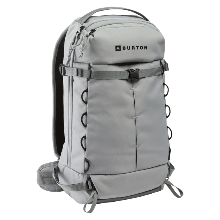 Main view of the Burton Sidehill Backcountry Backpack in Sharkskin colourway, unisex's model