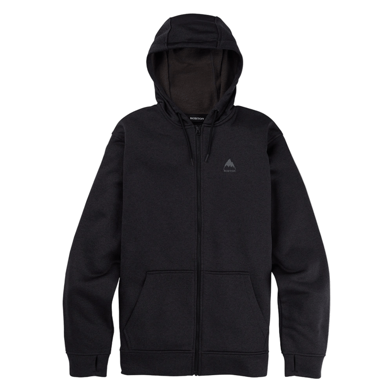 Main view of the Burton Oak Full-Zip Hoodie in True Black colourway, mens's model