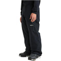 Black Quiksilver High Altitude Gore-Tex snowboard pants in a side view with a relaxed fit and small oval logo.