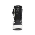 Ride Deadbolt Snowboard Boots in black and white with dual BOA lacing dials and a speckled white sole.