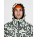 Front view of XTM Ridge Line Ski Jacket hood in Ccolour Stone Linchen