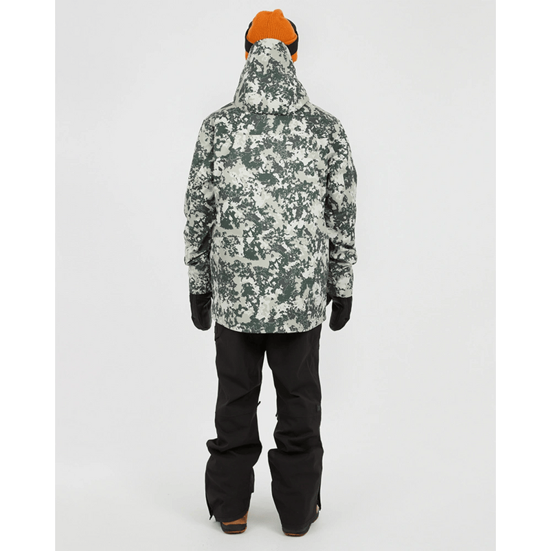 Back view of XTM Ridge Line Ski Jacket hood in Ccolour Stone Linchen