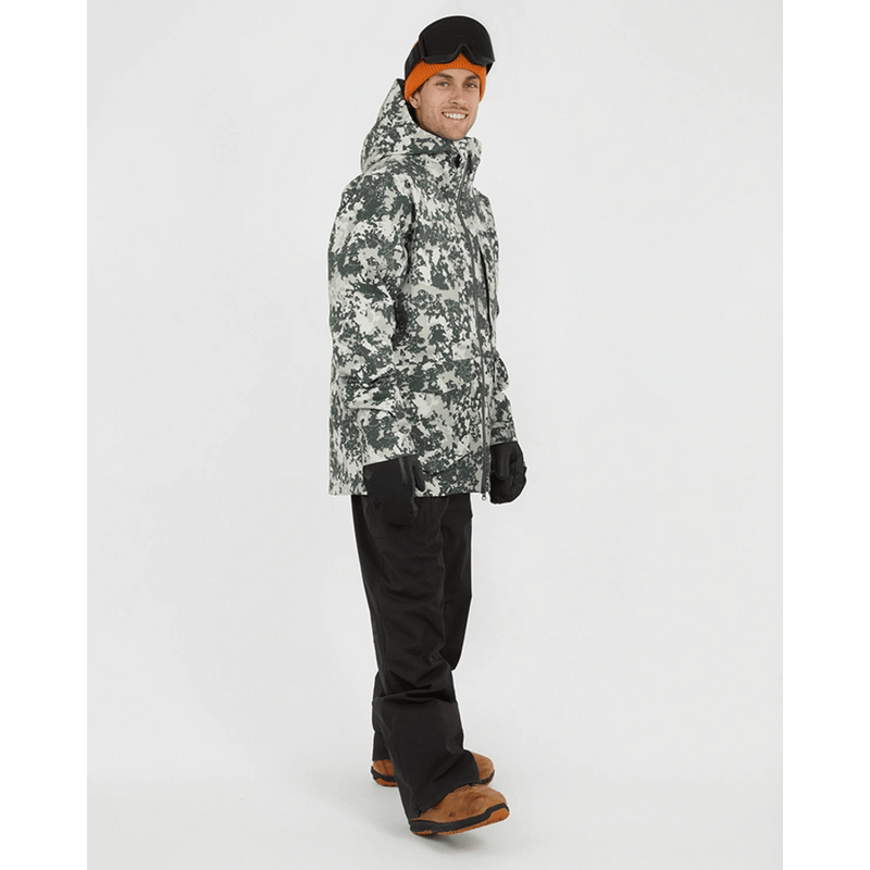 Side full view of XTM Ridge Line Ski Jacket hood in Ccolour Stone Linchen