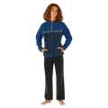 Kids' Rip Curl Heritage Polar Fleece in blue and navy with a patterned chest stripe, orange trim, and snap buttons.