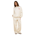 Off-white Rip Curl Surf Puff Inspired Crew sweatshirt with a small red chest logo and matching wide-leg sweatpants.
