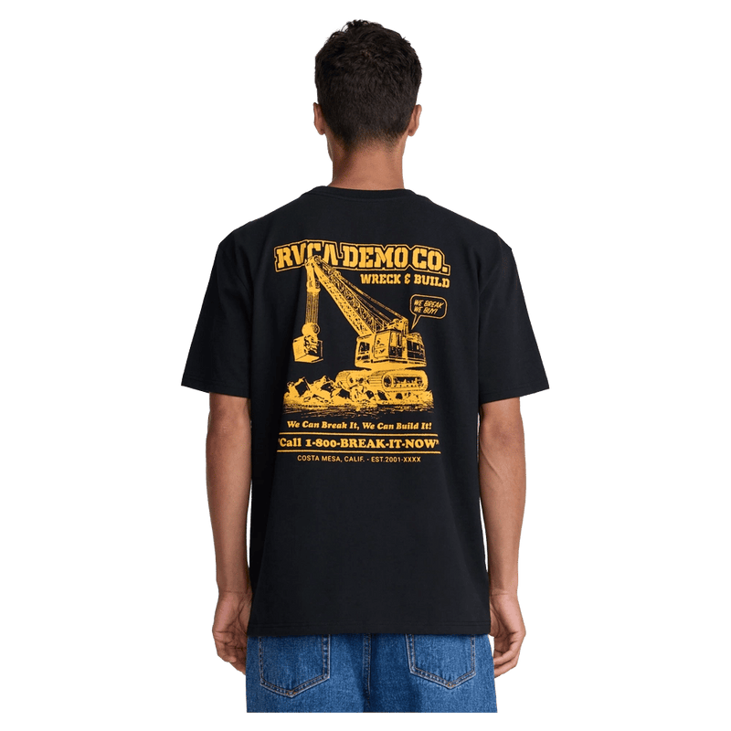Back view of the RVCA Demo SS Tee, black