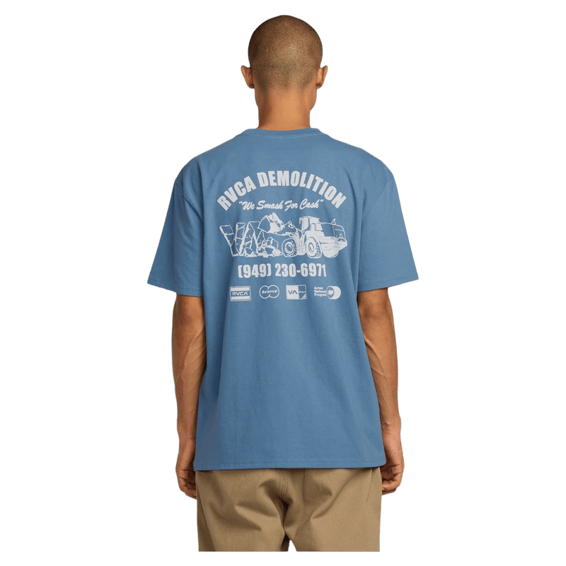 Back view of the RVCA Demo SS Tee, blue
