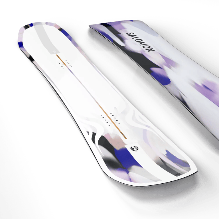 Camber view of the Salomon 2027 Rumble Fish Snowboard, Women model.