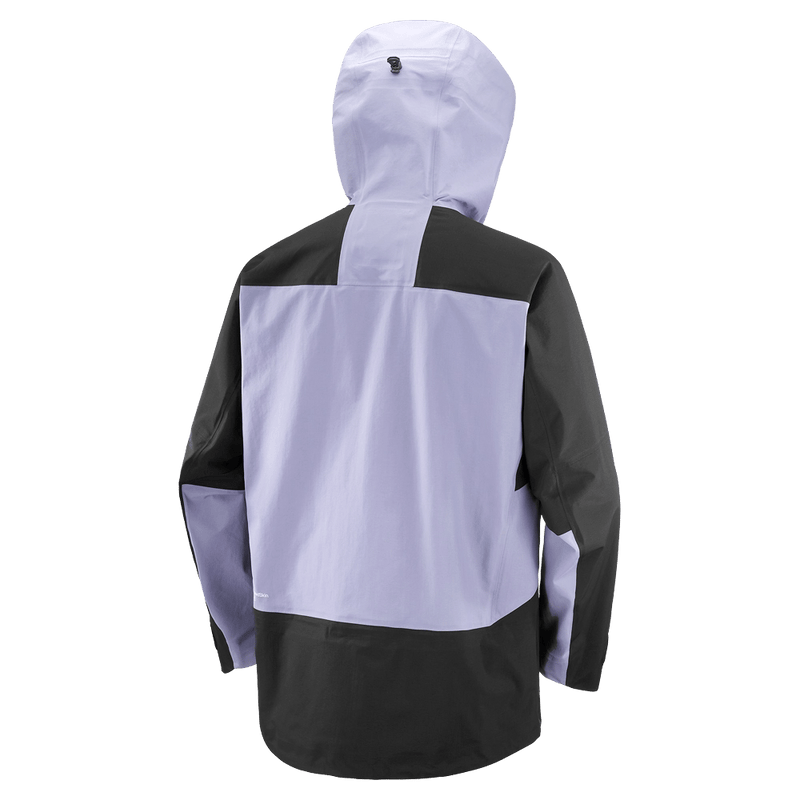 Back view of the Salomon Absolute 3L Ski Jacket, Blue Granite and Deep Black