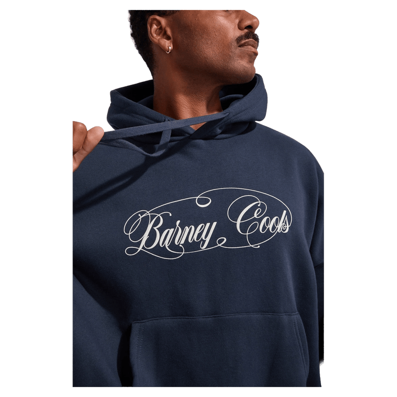 View of Barney Cools Scribe Hood in colour Navy.