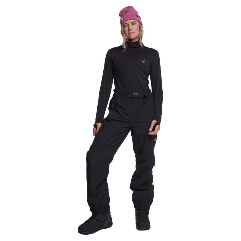 Front view of women in the Rojo She Ripz Ski Pants - Womens - colour True Black