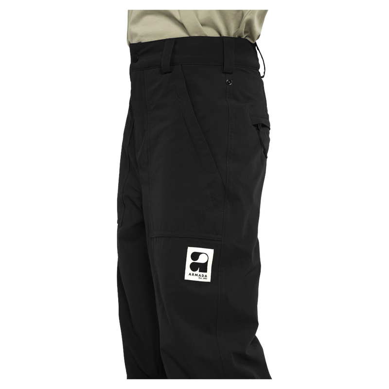 Close view of the Armada Brae 2L Pants in Black colourway, unisex's model