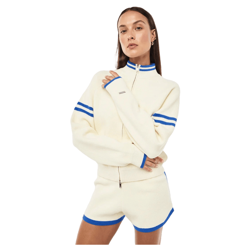 Main view of the PE NATION Odyssey Knit Cardigan Whisper White Jacket,  26/27 Womens's model