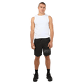 Full-body view of the St Goliath Hyperlink Shorts in Black colourway, men's model