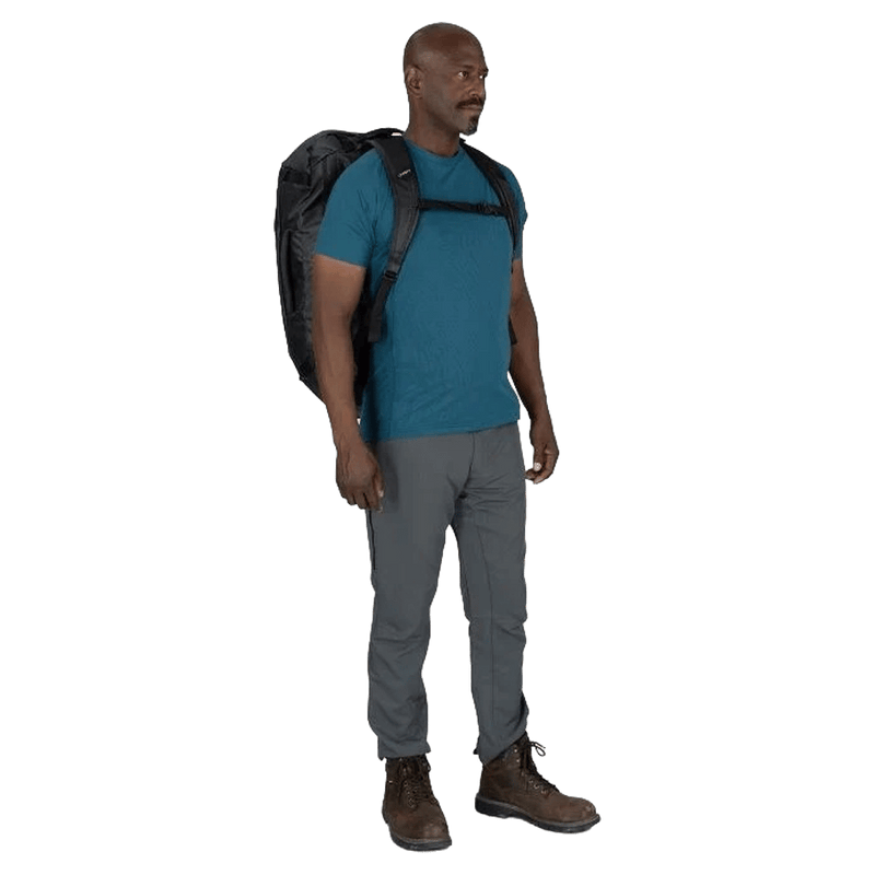 Person view of the OSPREY Transporter Duffel Backpack 65L Black Bags,  26/27 Unisex's model