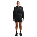 Front view of the Nike Sportswear Phoenix Fleece Full-Zip Cropped Hoodie in Black colourway, women model