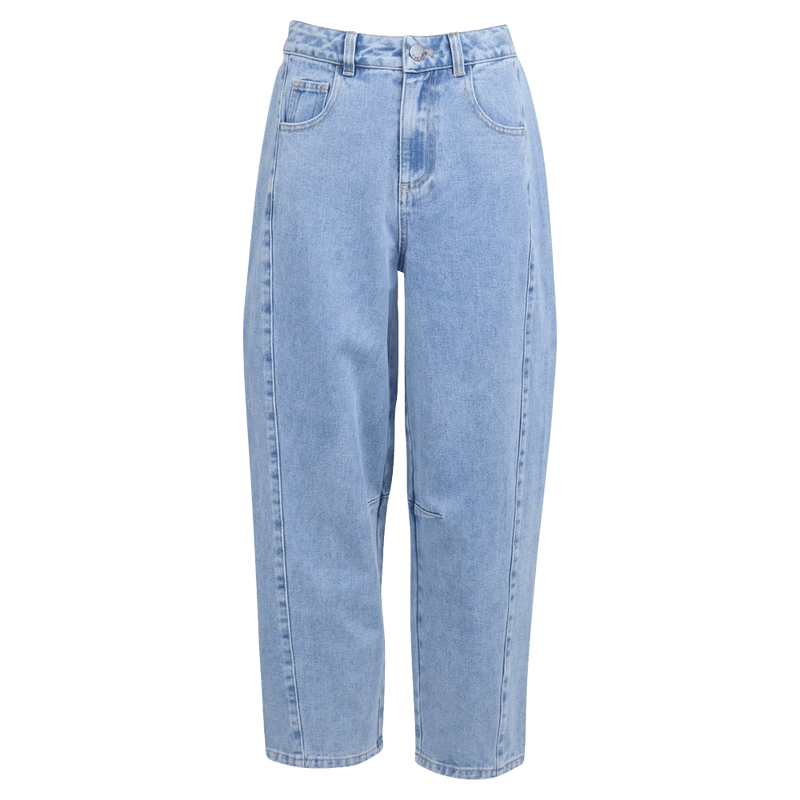 Main view of the Eve Girl Emily Barrel Jean in Blue colourway, kids's model