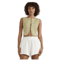 Front view of a woman wearing the Your Crush Shirt - Womens from Billabong in Light Olive