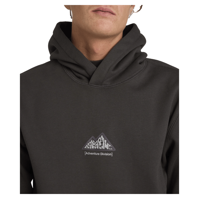 Front close view of man wearing the Billabong Shoreline Pullover Jumper in Charcoal