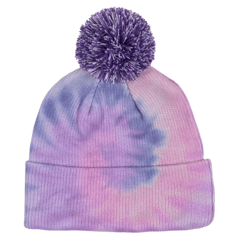 Back view of the Santa Cruz Opus Dot Bobble Beanie in Pink Tie Dye