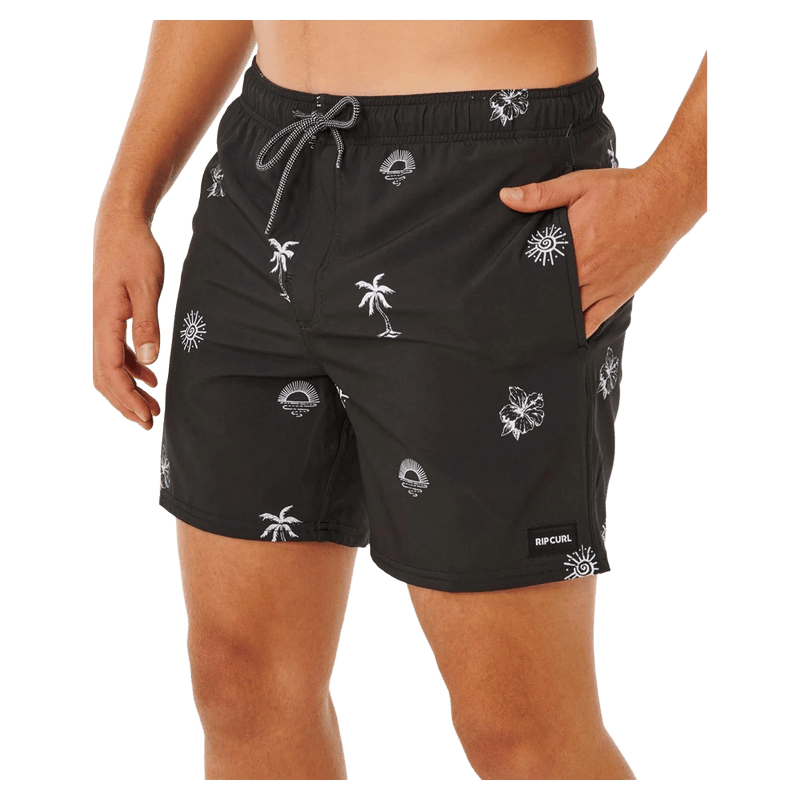 Side view of the Rip Curl Fun Times Shorts in Washed Black colourway, men's model
