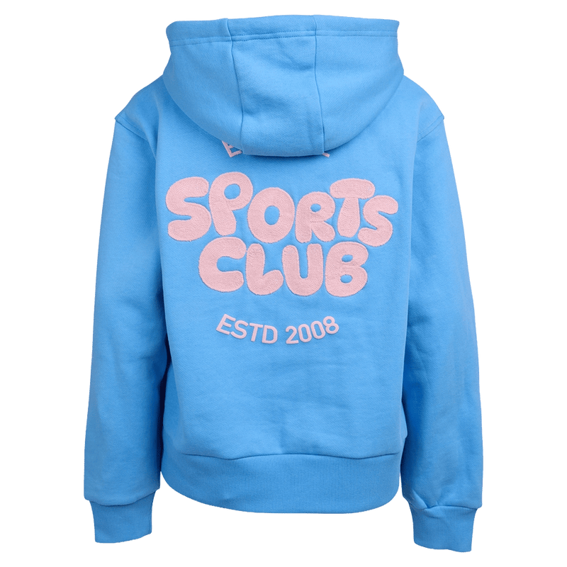Back view of the Eve Girl Sport Club Hoodie in Blue colourway, girls's model