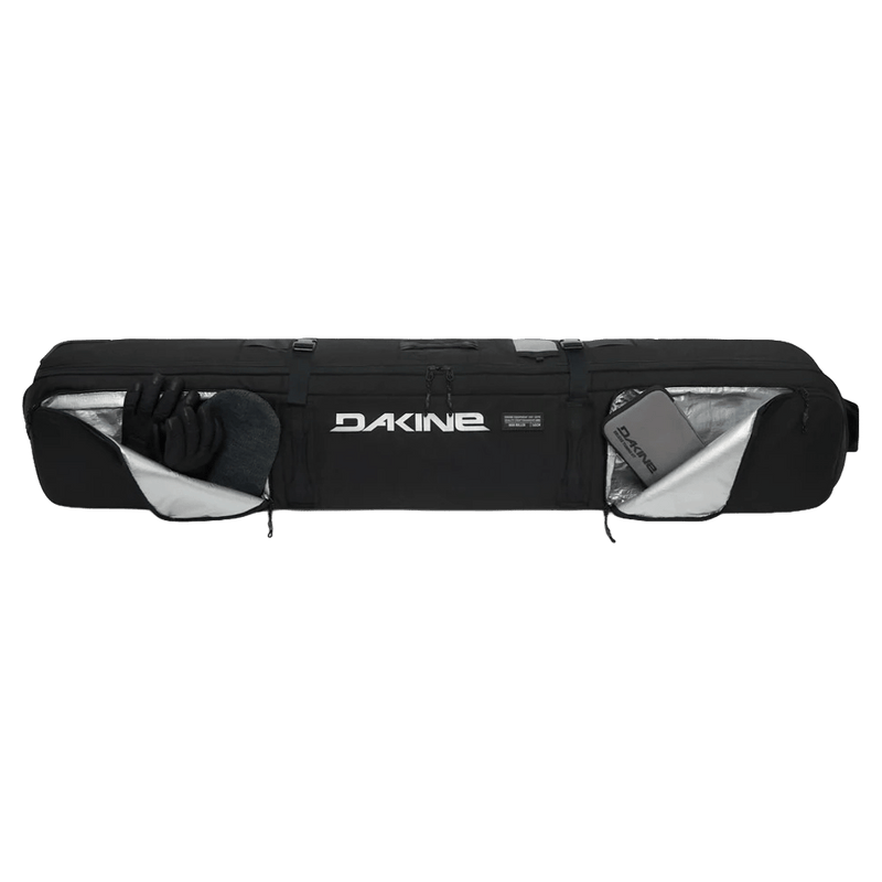 Front pockets view of the Dakine High Roller SB Bag in Black colourway, unisex's model