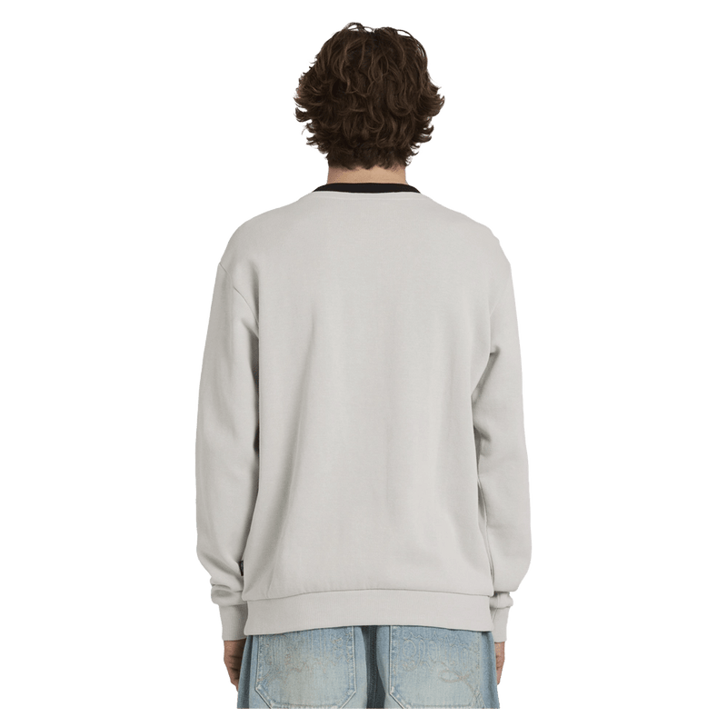 Back view of man wearing the Billabong Immortal Core Crew Jumper in Fog