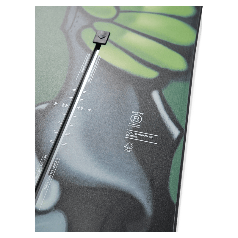 Channe view of the Burton Good Company Alien Snowboard,  26/27 unisex's model