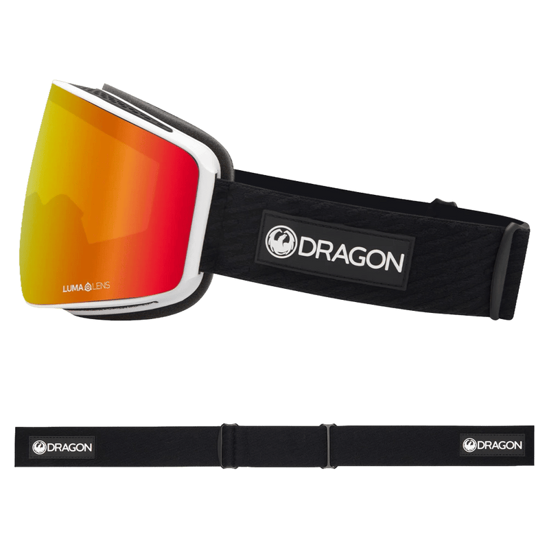 Side view of the Dragon PXV LB Goggle in Icon Red colourway, unisex's model