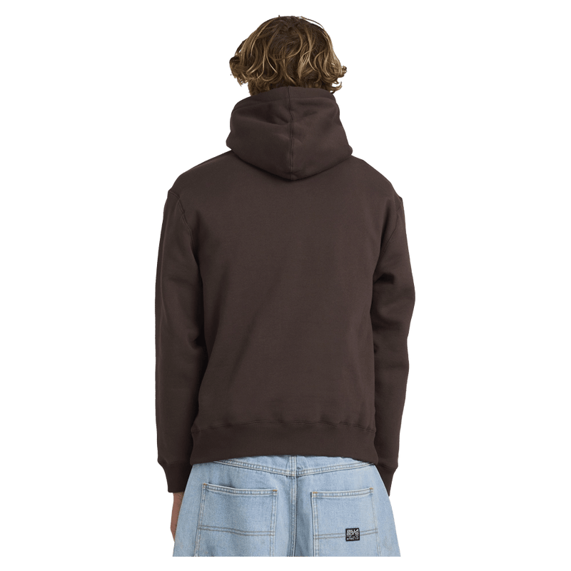 Back view of man wearing the Billabong Adiv Slant Pop Hoodie  in Chocolate