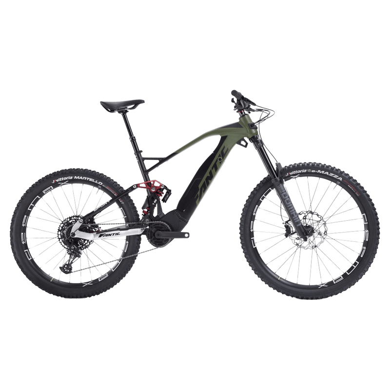 Side view of the Fantic 2022 XEF 1.8 Sport E-bik in Sage Green colourway, unisex model