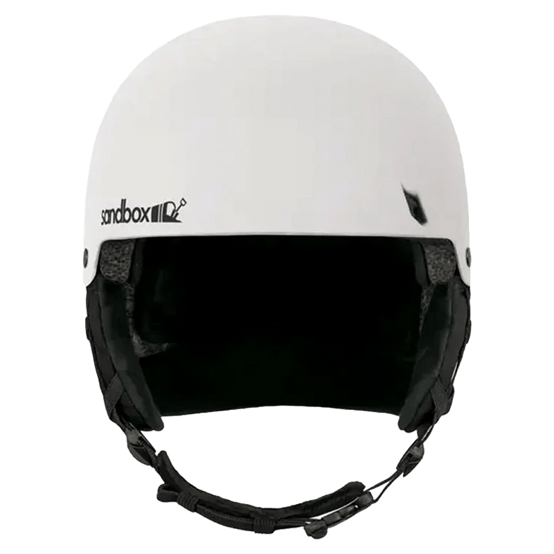 Front view of the Sanbox Icon Snow Mips Helmet in White colourway, unisex's model