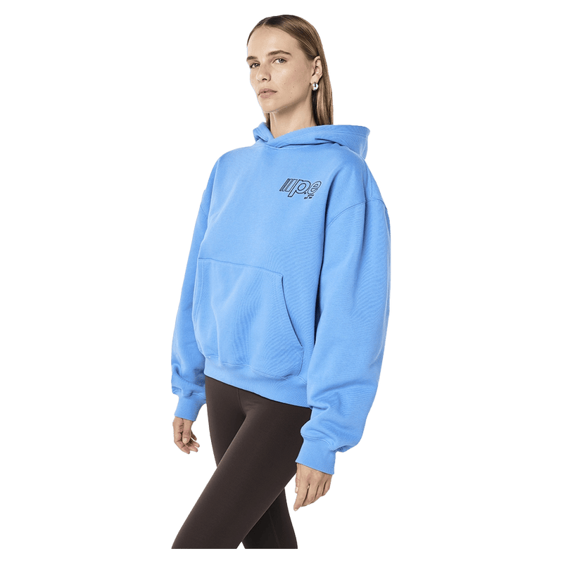 Side view of the PE NATION Glide Hoodie Marina Jumper,  26/27 Womens's model