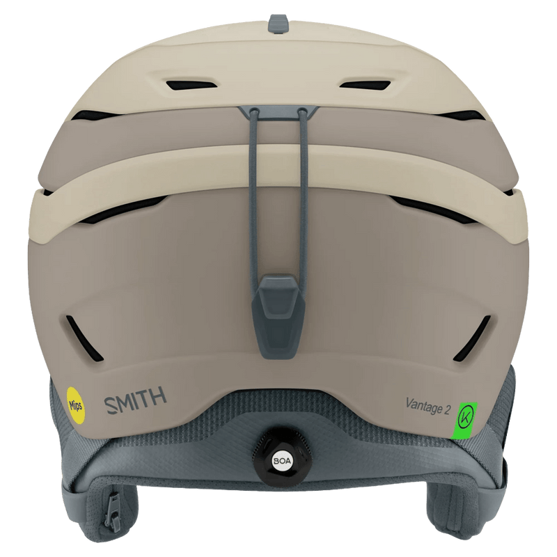 Back view of the Smith Vantage 2 MIPS Helmet in Matte Chalk colourway, unisex's model