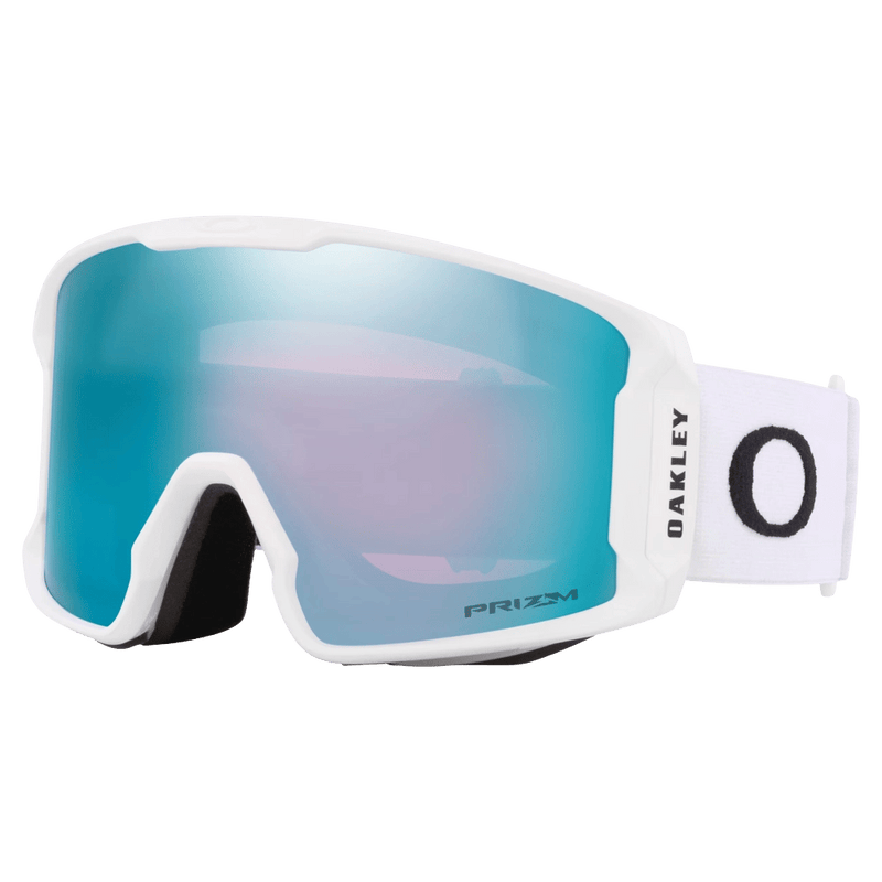 Main view of the Oakley Line Miner XL Goggles in Matte White, Prizm Sapphire lens, unisex model