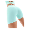 Side view of the PE NATION Backcheck Bike Short Aqua Bottoms,  26/27 Womens's model