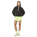 Fulll view of the PE NATION Verde Sherpa Quarter Zip Cavier/Washed Lime Jumper,  26/27 Womens's model