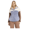 Front view of women wearing the Billabong Vibes Back Pullover - Womens  in Low Tide