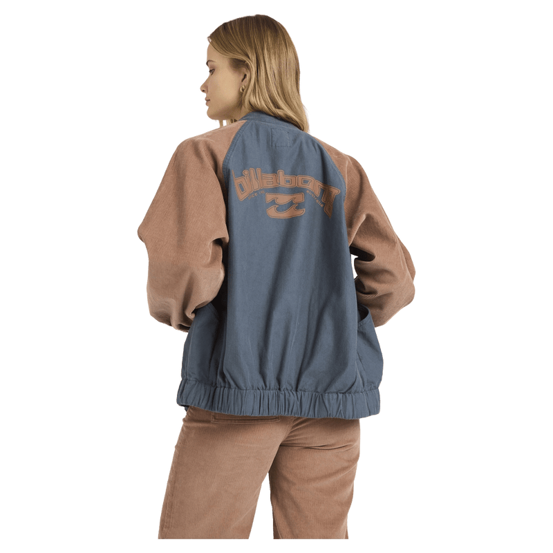 Back view of women wearing the Billabong OG Real Jacket - Womens in Stormy