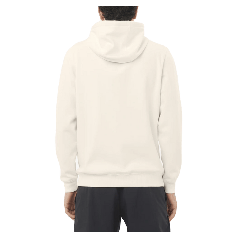 Back view of the Salomon 2026 Logo Hoodie in Whisper White colourway, unisex's model.