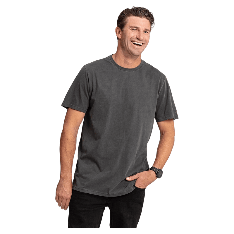 Front view of the Volcom Aust Wash Tee in Black colourway, men's model