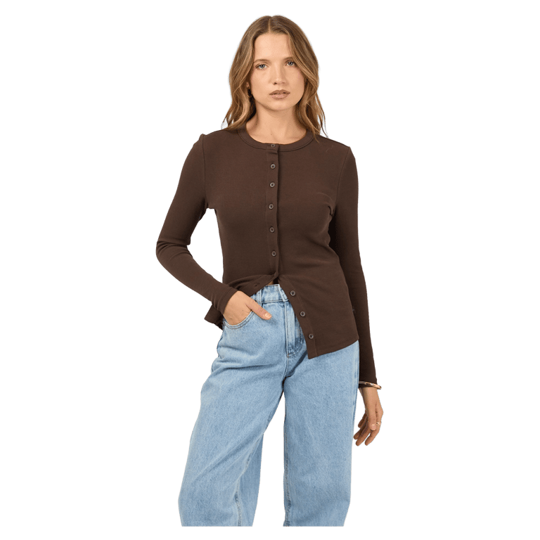 Button Up Long Sleeve Tee - Womens