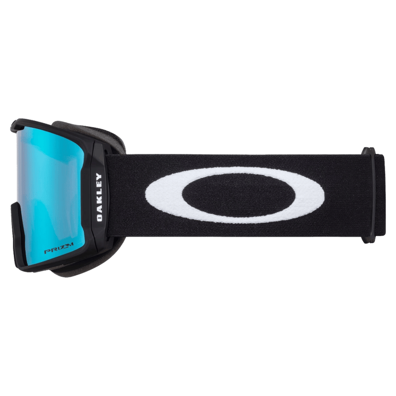 Side view of the Oakley Line Miner XL Goggles in Matte Black, Prizm Sapphire lens, unisex model