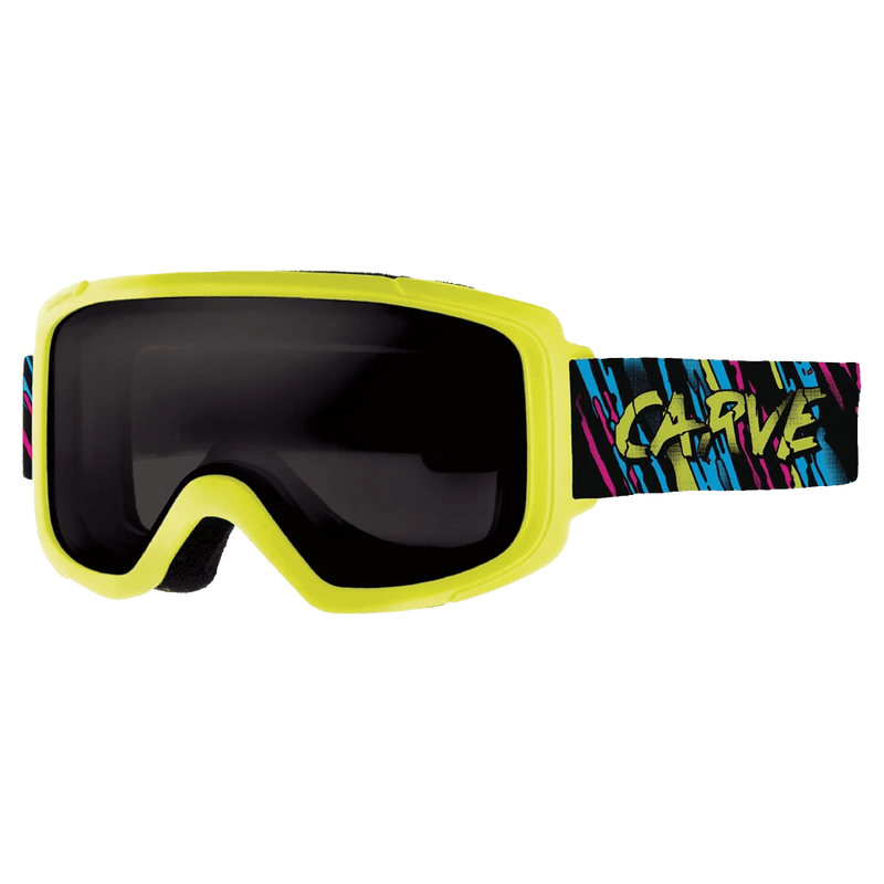 Main view of the Carve Glide Goggles in Yellow, Grey lens, unisex model