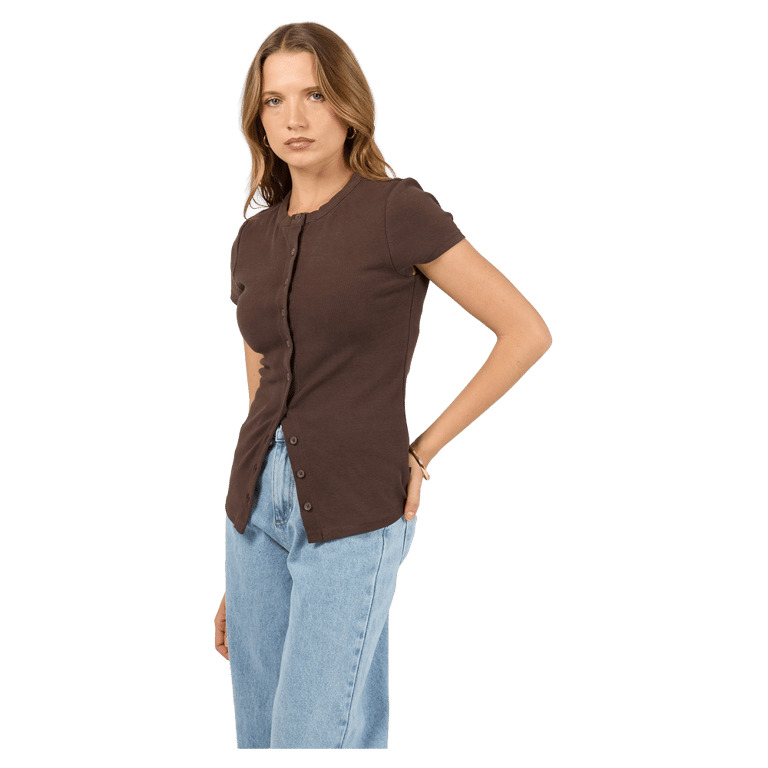 Button Up Short Sleeve Tee - Womens
